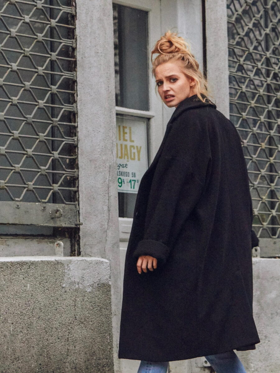 Oversize wool coat / black